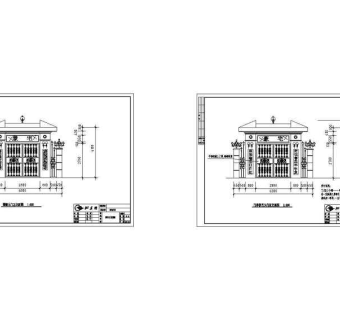 豪华别墅门亭铁艺大门施工图