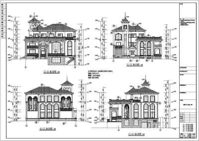 某地三层框架结构别墅建筑设计施工图