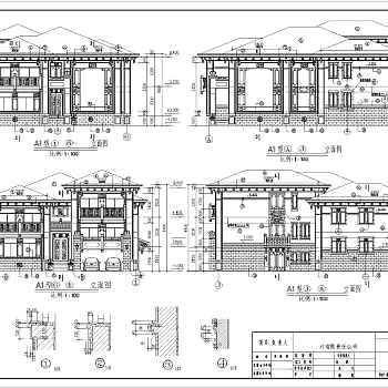 某地区三层中式别墅建筑设计施工图3D模型