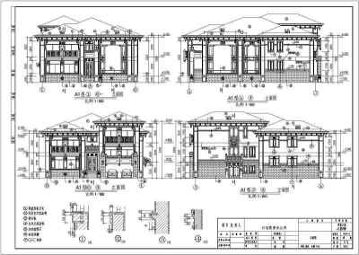 某地区三层中式别墅建筑设计施工图3D模型