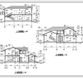 某小区两层园林式风格别墅建筑设计施工图