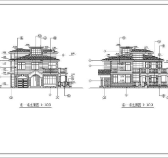 某小区三层独立别墅建筑设计施工图