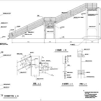 某室外直跑钢楼梯结构设计施工图纸3D模型