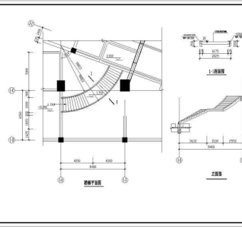 某地区全钢弧形楼梯结构设计施工图纸