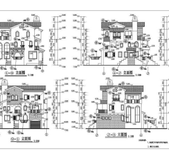 某三层框架结构别墅建筑设计方案图