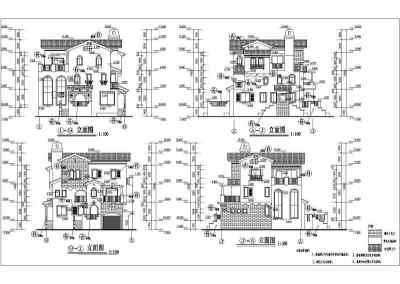 某三层框架结构别墅建筑设计方案图