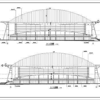 某体育馆建筑设计cad施工图带渲染效果图