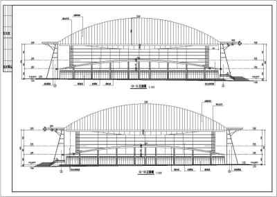 某体育馆建筑设计cad施工图带渲染效果图