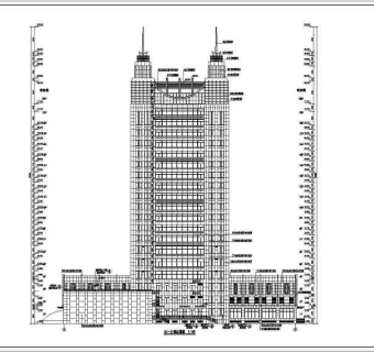 某21层银行办公楼建筑、结构cad施工图3D模型