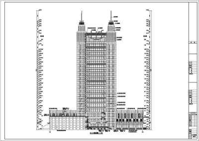 某21层银行办公楼建筑、结构cad施工图3D模型