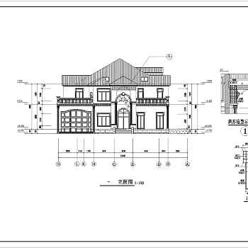 某二层框架结构别墅楼建筑设计施工图