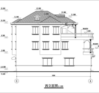 某地上三层框架结构独栋别墅建筑设计方案图纸