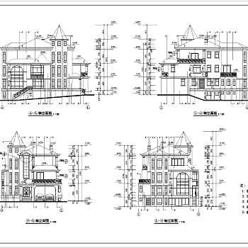 东莞市某地三层框架结构别墅建筑设计施工图纸