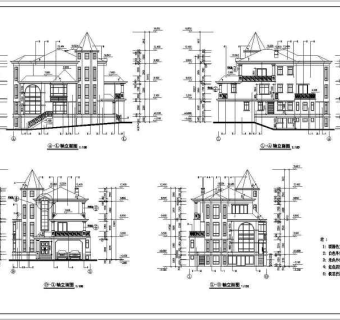 东莞市某地三层框架结构别墅建筑设计施工图纸