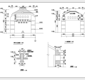 某地5个仿古风格亭子建筑设计施工图