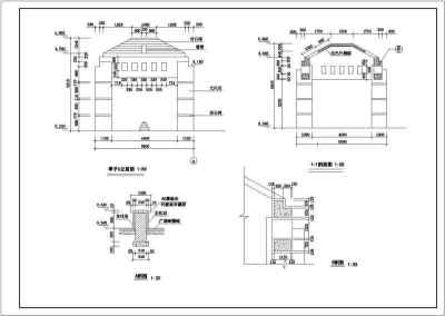 某地5个仿古风格亭子建筑设计施工图