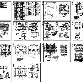 仿古别墅建筑设计施工图纸（建筑cad图纸）3D模型