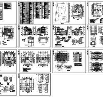 仿古别墅建筑设计施工图纸（建筑cad图纸）3D模型