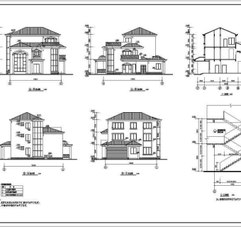 某地三层框架结构别墅建筑设计施工图