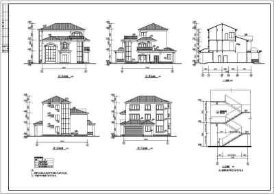 某地三层框架结构别墅建筑设计施工图