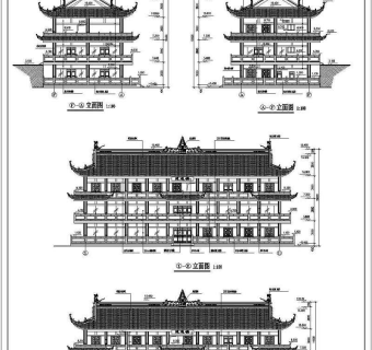 某3层框架仿古接待中心建筑设计方案图3D模型