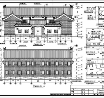 经典仿古四合院建筑设计施工图(带效果图)3D模型