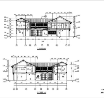 江南某地2层框架结构仿古建筑设计施工图3D模型