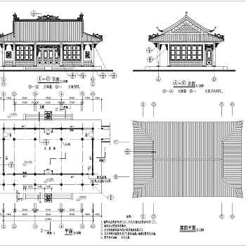 某风景区单层仿古阁楼建筑设计施工图3D模型