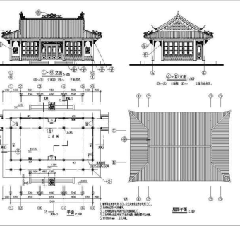 某风景区单层仿古阁楼建筑设计施工图3D模型