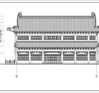 某地多层框架结构仿古建筑设计施工图纸3D模型