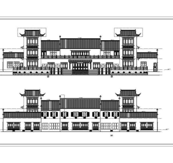 重庆市某地多栋框架结构仿古建筑设计施工图纸3D模型