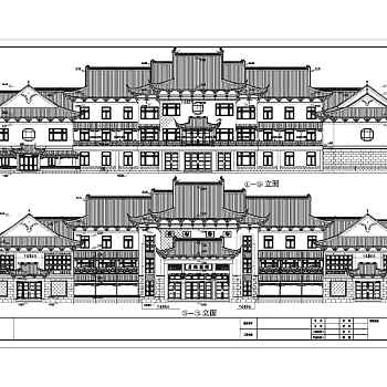 镇江某三层仿古商办楼建筑设计方案图纸3D模型