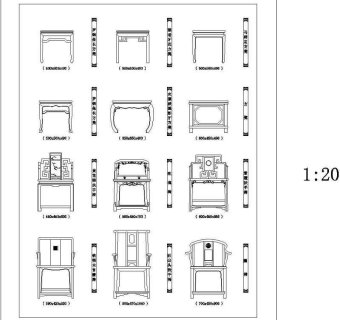 CAD建筑图块之常用中式家具图块