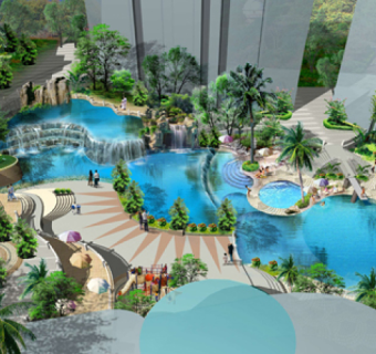 小区游泳池效果图