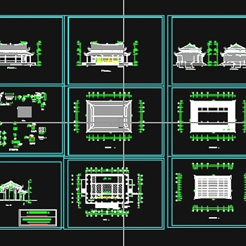 仿古建筑大殿建施图3D模型