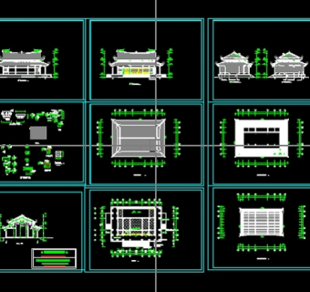 仿古建筑大殿建施图3D模型