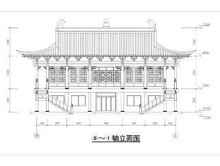 仿古建筑寺庙大殿建筑专业设计方案图纸3D模型
