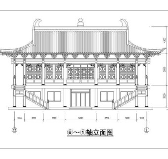 仿古建筑寺庙大殿建筑专业设计方案图纸3D模型