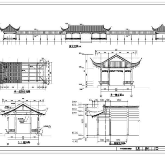 北方某地多个古建连廊建筑方案设计图3D模型