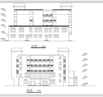 某中学综合楼及宿舍建筑设计cad方案图
