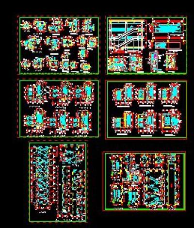 楼电梯、自动扶梯、厨房、卫生间放大平面3D模型