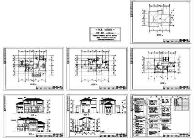 豪华G型别墅施工图及效果图3D模型