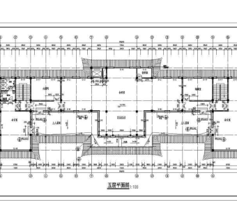 某仿古楼顶豪华办公大楼建筑设计cad全套施工图