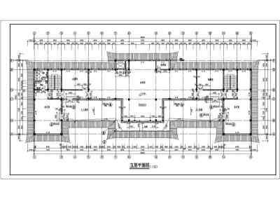 某仿古楼顶豪华办公大楼建筑设计cad全套施工图