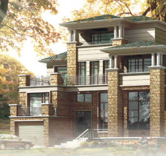 经典坡屋顶别墅效果图