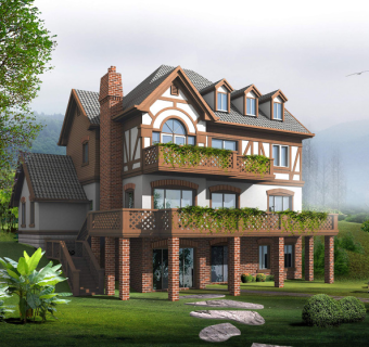 英式山地别墅(带效果图)