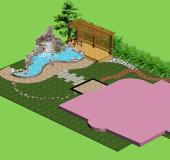 某私人别墅庭院布置效果图