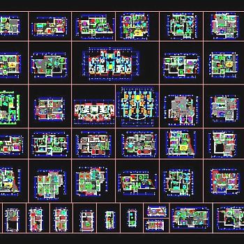 小区多层高层住宅户型图设计CAD图库大全3D模型