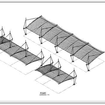 【2016最新】6米汽车棚膜结构施工图纸3D模型