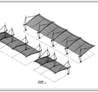 【2016最新】6米汽车棚膜结构施工图纸3D模型